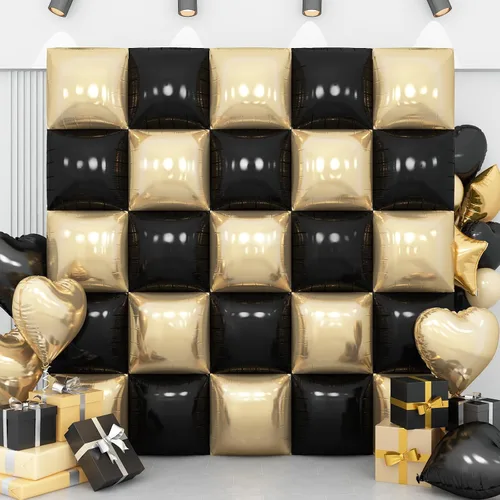 Miniatura 22 de Globos de aluminio cuadrados rojos, azules y plateados, kit de 25 globos de doble cara para fondo, túnel de helio, arco, guirnalda para el 4 de Rojo