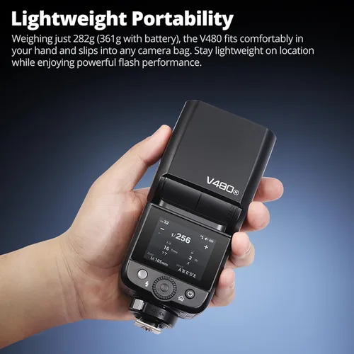 Miniatura 6 de Godox Flash TTL V480N para Nikon, GN50 de alto rendimiento, batería de litio incorporada, 1/8000 HSS, 2.4GX TTL inalámbrico, tiempo de reciclaje