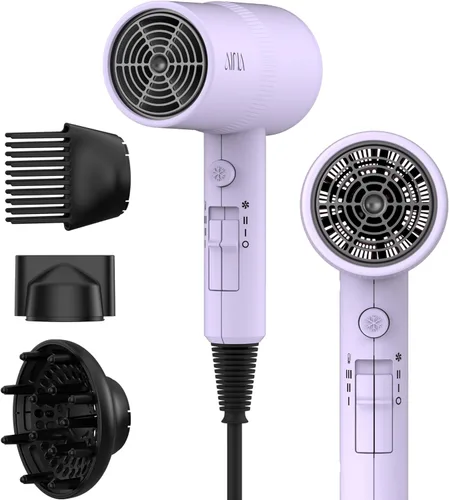 Miniatura 7 de AINA Secador de pelo con difusor, peine Secador de pelo para mujer, compacto, profesional, secado iónico Botón de disparo frío 110V/ALCI