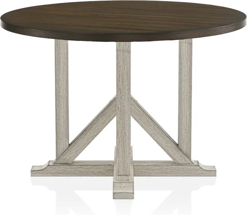 Miniatura 6 de 24/7 Shop at Home Carys Farmhouse - Mesa redonda de madera de 47 pulgadas con base de pedestal para comedor, cocina, restaurante, roble marrón