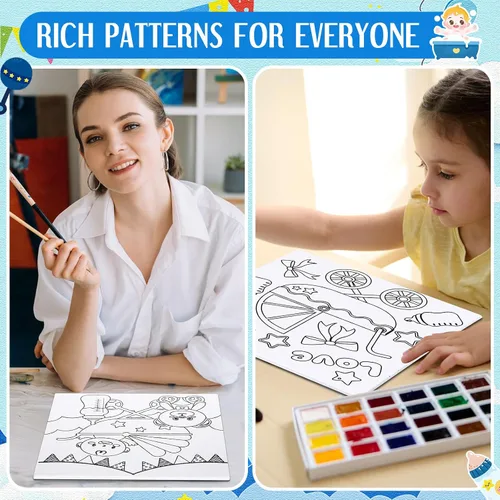 Miniatura 4 de Honoson Juego de 6 piezas de pintura de lienzo de contorno predibujado de 6 pulgadas con imágenes para adultos, juego de tableros de arte de lienzo