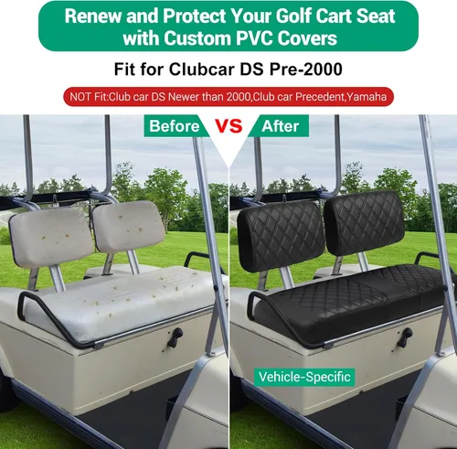 Miniatura 3 de iLSKW Fundas de Asiento para Carrito de Golf Yamaha G22 G8 G9 G16 G19 G2 Cubierta OEM Delantera, Vinilo de Cuero Fino con Textura de Diamante