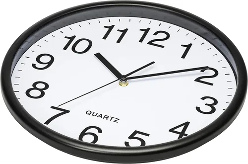 Miniatura 3 de Bernhard Products Reloj de pared negro, grande de 13 pulgadas, silencioso, de cuarzo, funciona con pilas, redondo, fácil de leer