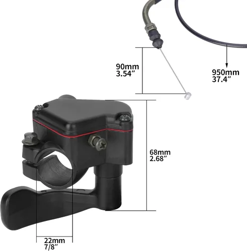 Miniatura 2 de RUTU Conjunto de control de acelerador de cable de acelerador de pulgar de nailon de 7/8 pulgadas de 0.866 in para scooters GY6 150cc 157QMJ, ATV