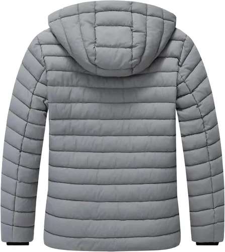 Miniatura 2 de Abrigo acolchado de plumón para hombre, resistente al viento, impermeable, forro de franela, capucha desmontable, grueso para el calor del invierno