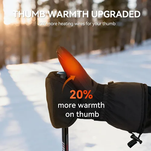 Miniatura 2 de SAVIOR HEAT Manoplas Calefactables con Batería, Guantes de Esquí con Batería, Manoplas Eléctricas Recargables Mejoradas para Esquí, Camping