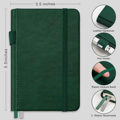 Miniatura 2 de RETTACY Cuaderno de bolsillo, paquete de 2, 160 páginas rayadas numeradas por paquete, tamaño pequeño A6 (3.5 x 5.5 pulgadas), para trabajo, diario