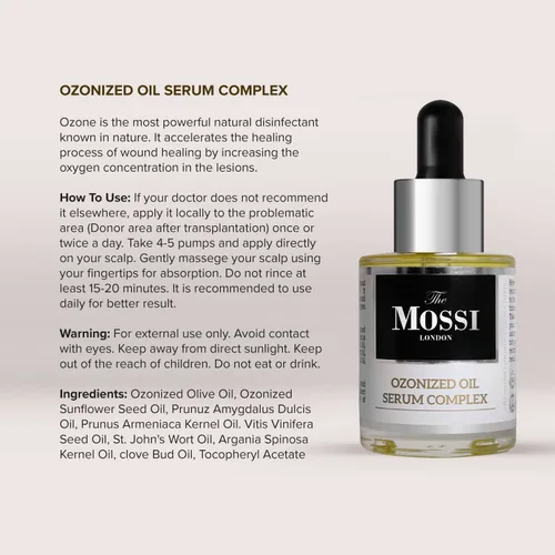 Miniatura 3 de The Mossi London Aceite ozonizado Suero Complejo Aceite de Reparación Intensiva del Cuero Cabelludo para Posttrasplante Capilar Aceite de Oliva