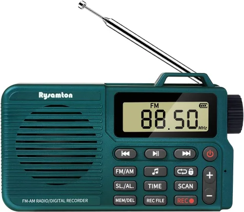 Miniatura 11 de Radio AM/FM portátil, grabadora de radio digital, altavoz Bluetooth 5.0, función de alarma y sueño, pantalla de hora de 12/24 horas (amarillo verde)