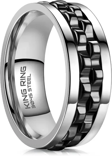 Miniatura 13 de King Ring Anillos giratorios de engranajes de 0.315 pulgadas – Anillos para ansiedad ultra pulidos para hombres y mujeres – Diseñado en Estados