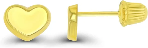 Aretes tipo dormilona de oro macizo pulido de 14 quilates Aretes de tuerca con forma de círculo, triángulo, cuadrado, corazón, luna Joyas para