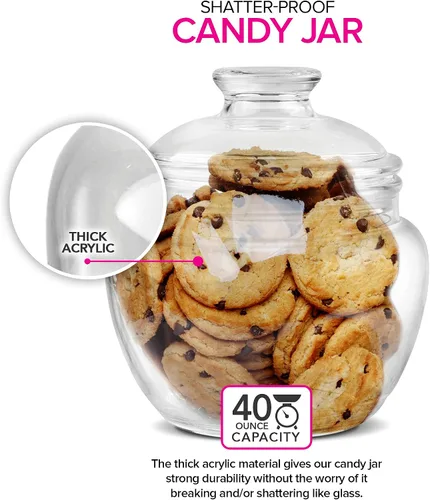 Miniatura 3 de Modern Innovations Tarro de dulces y galletas de 40 onzas con tapa, tarro de boticario transparente de acrílico premium, decoración de bodas