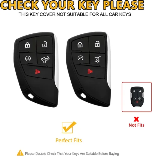 Miniatura 2 de FT FUNTOR Funda de llavero de metal para Chevrolet Tahoe, piel sintética, aleación de zinc, para GMC Yukon Denali Sierra 2021-2025, para Chevy