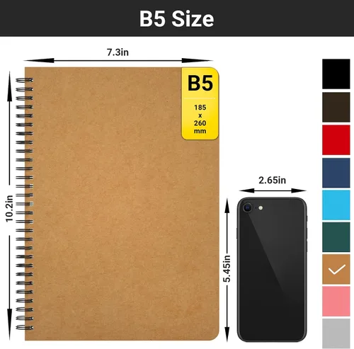 Miniatura 2 de EUSOAR Cuaderno en espiral en blanco de tapa dura, B5, 6 paquetes de 7.3 x 10.2 pulgadas, cuadernos de escritura de viaje, bloc de notas de notas