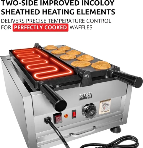 Miniatura 3 de ALDKitchen Taiyaki - Máquina de gofres de pescado Máquina digital antiadherente comercial de gofres de pescado Taiyaki Gold Panadero de 6