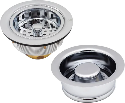Miniatura 9 de Westbrass A2165-01 - Colador grande de cesta de cocina estilo poste de 4-1/4 pulgadas con brida de eliminación de residuos y tapón de drenaje, latón