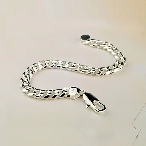 Miniatura 4 de Dankadi - Pulsera de plata para hombre, cadena cubana de 0.315in y 7.9in, para hombre