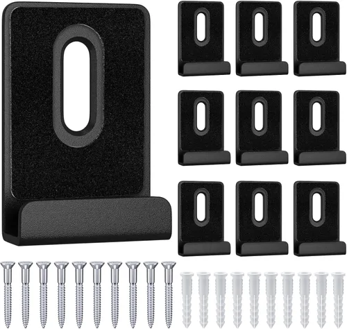 Miniatura 9 de 6 piezas de clips de espejo de metal para montaje en pared, clips de soporte de espejo con colgadores de espejo pesados para la pared (negro)
