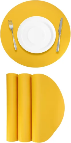 Miniatura 6 de UXCELL 4 manteles individuales de piel sintética para mesa de comedor, manteles redondos de piel sintética, resistentes al calor, impermeables, a