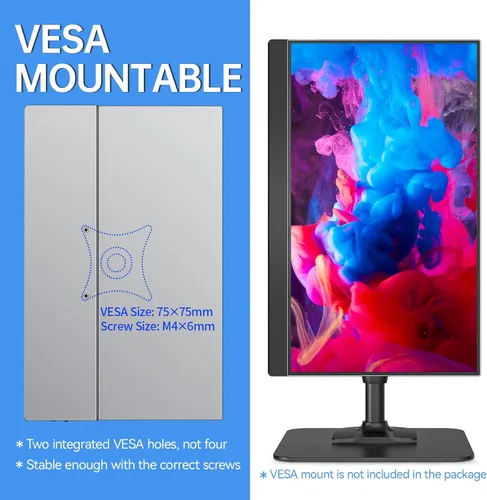 Miniatura 4 de VisionOwl Monitor portátil de 15.6 pulgadas 1080P FHD 85% sRGB segunda pantalla, USB-C HDMI HDR FreeSync Monitor de viaje para laptop, PC, MacBook