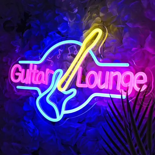 Miniatura 5 de Britrio Letrero de neón de guitarra, decoración de pared, sala de música en vivo, sala de bandas, sala de estar, oficina, dormitorio, hombre, cueva