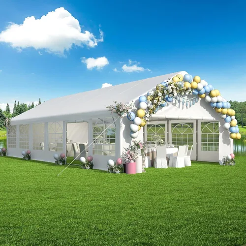 Miniatura 12 de GARTOO Tienda de campaña y cochera de 13 x 20 pies, cenador de boda resistente al aire libre con 4 bolsas de arena, toldo de refugio para eventos al