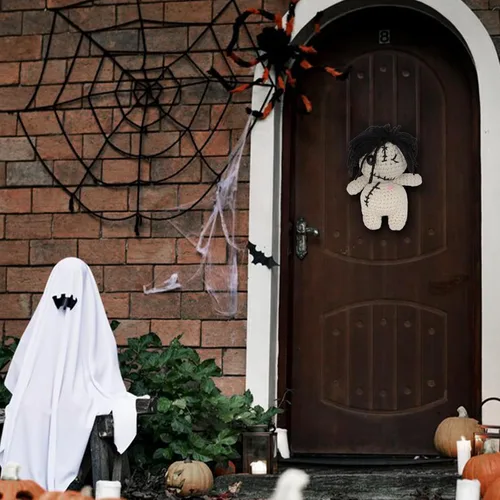 Miniatura 6 de Muñeca de Vudú Positiva Divertida Hecha a Mano de Ganchillo Rellena de Felpa con Tarjeta de Afirmación de Positividad para Decoración de Halloween