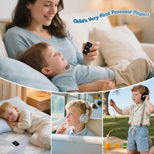 Miniatura 9 de Reproductor de MP3 para niños con Bluetooth y altavoz, reproductor de música portátil simple para niños, radio FM de 32 GB, lector de libros Negro