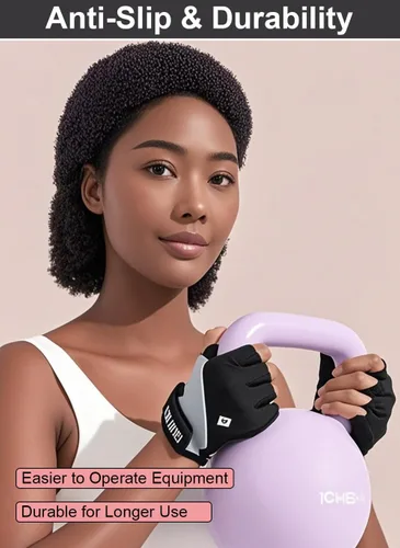Miniatura 4 de Guantes de entrenamiento para mujeres y hombres, de gel de sílice semisólido, antideslizantes, guantes de levantamiento de pesas para mujeres