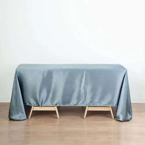 Miniatura 106 de Efavormart - Mantel rectangular de satén, 90 x 132 pulgadas, suave, oblongo, lavable, mantel decorativo de tela sedosa para bodas, fiestas, Plata