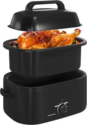 Miniatura 10 de Horno tostador Royalcraft con tapa autobásica, asador eléctrico de 18 cuartos con bandeja y parrilla extraíbles, horno tostador de pavo con función