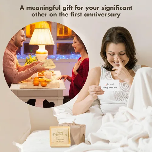 Miniatura 3 de Regalos de un año de aniversario de madera STOFINITY para novio y novia - Regalos de madera de un año de aniversario para él o ella, primer regalo