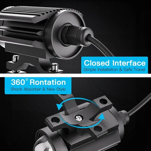 Miniatura 3 de 2 luces de conducción de motocicleta, 12000 lm, tricolor, mini luces LED, luces antiniebla, 60 W, 6000 K, proyector auxiliar blanco ámbar súper