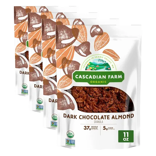 Miniatura 20 de Cascadian Farm Granola orgánica, cereal de almendras de chocolate oscuro, bolsa resellable, 11 onzas