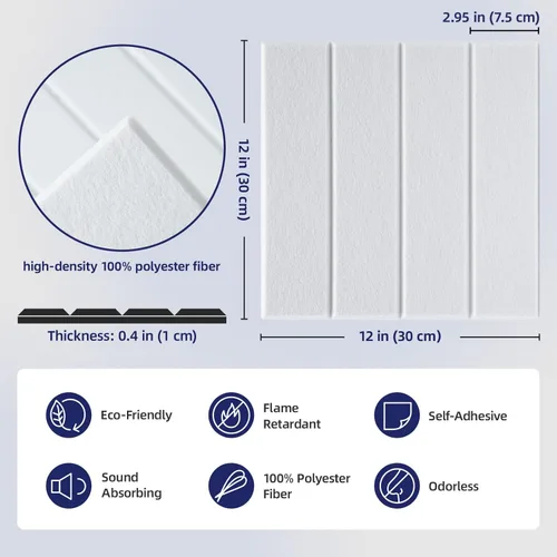 Miniatura 5 de Vieshful Paneles acústicos autoadhesivos – Paneles de pared insonorizantes de alta densidad de 12 x 12 x 0.4 pulgadas, panel de pared acústico