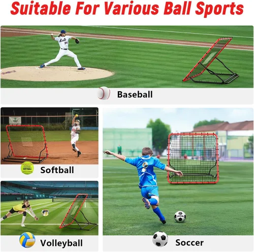 Miniatura 5 de Baseball Rebounder ,4x4.5FT Soccer Rebounder with 4 Adjustable Angles, 28 Bungee Cords to Adjust Elastic, Sports Equipment for