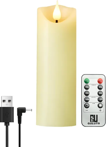 Miniatura 10 de Velas parpadeantes sin llama con batería recargable, velas electrónicas con control remoto y temporizador, velas de pilar LED con mecha de cera