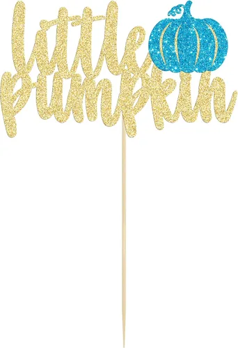 Miniatura 3 de Gyufise Decoración de pastel de calabaza – Decoración azul para pastel de baby shower para cumpleaños, Halloween, suministros de fiesta de Acción