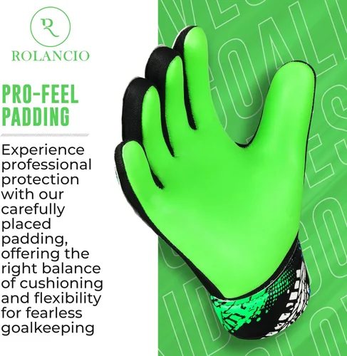 Miniatura 4 de Rolanicio Guantes de portero Guantes de portero para niños con doble protección para la muñeca Guantes de fútbol de material de látex Naranja