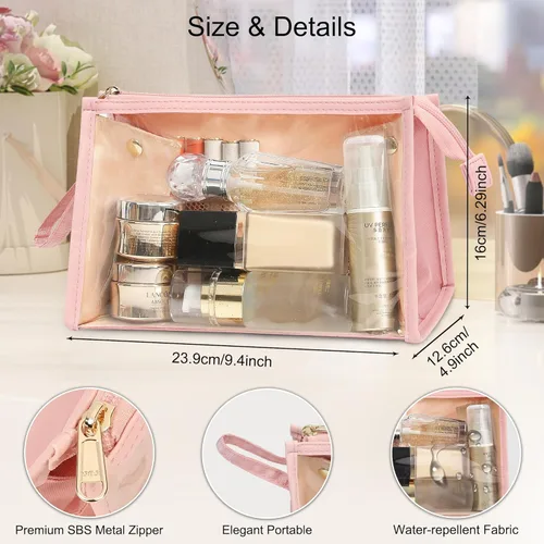 Miniatura 3 de MONSTINA Bolsa de maquillaje, estuche transparente de gran capacidad, organizador de estuche de maquillaje de viaje portátil, bolsa de aseo