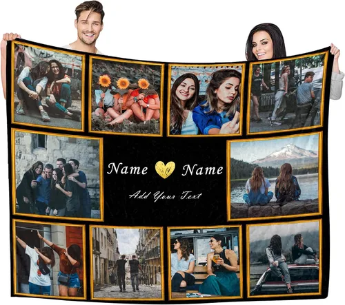 Miniatura 23 de Artsadd Mantas personalizadas con texto fotográfico, mantas de collage personalizadas con mis propias imágenes, fabricadas en Estados Unidos
