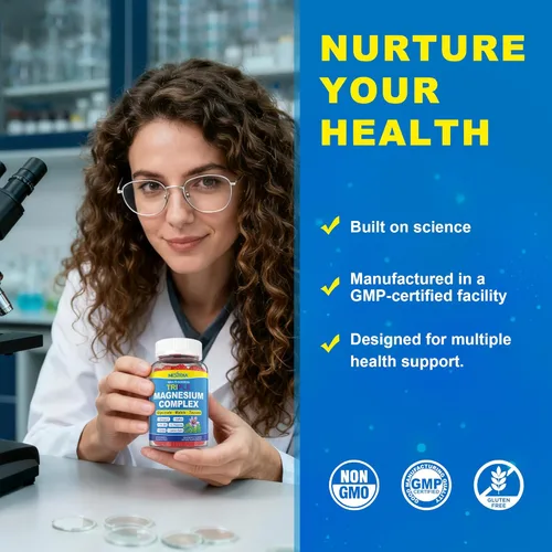 Miniatura 7 de Gomitas de complejo triple de magnesio de 500 mg/250 mg + Omega-3, azafrán para niños de 6 años y adultos, gomitas de magnesio calmadas con teanina