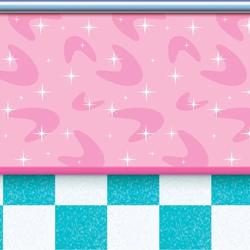 Beistle Fondo de fotografía de plástico con temática de los años 50, fondo retro de la cabina de fotos de rock and roll de los años 50, tienda de