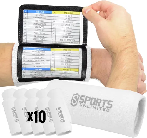 Miniatura 41 de Sports Unlimited Banda Instructora Triple para Adultos, Muñequeras de Fútbol para Jugadas, Muñequeras de Béisbol, Bandas de Brazo QB Negro