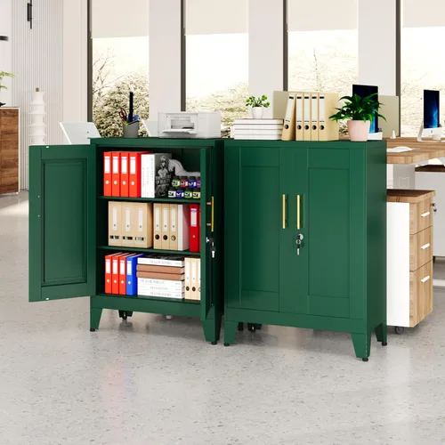 Miniatura 24 de Gabinete de Almacenamiento de Metal Negro, Gabinete de Almacenamiento Alto de 36" con Cerradura y 2 Estantes Ajustables, Organizador de Casillero