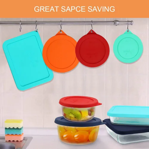 Miniatura 6 de Sophico Tapa de almacenamiento de silicona de repuesto para cuencos de vidrio Anchor Hocking y Pyrex (recipiente no incluido) (paquete de 9 unidades)