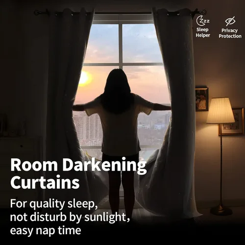 Miniatura 5 de BGment Cortinas de oscurecimiento de habitación con superposición transparente, cortinas de tul estampado plateado de doble capa para sala de estar