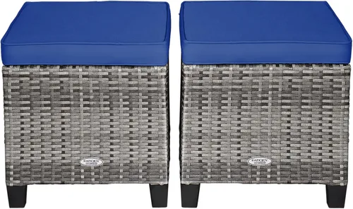 Miniatura 11 de LDAILY Moccha - Juego de 2 otomanas para patio al aire libre, para todo tipo de clima, con cojines extraíbles, reposapiés para exteriores (turquesa)