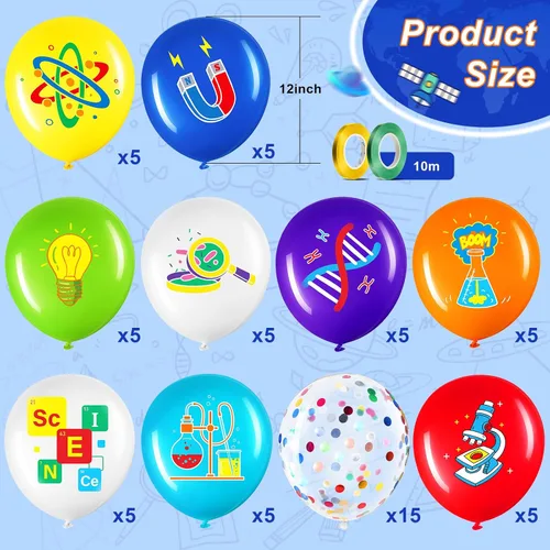 Miniatura 2 de Capoda 60 globos de ciencia para fiestas, globos de látex científicos, decoración de cumpleaños con temática científica para el aula, suministros