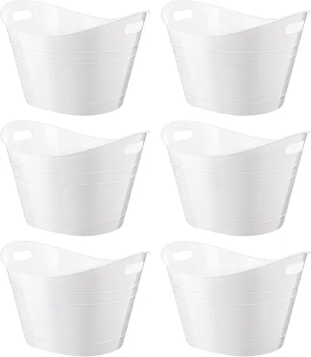 Miniatura 18 de Patelai 6 Piezas Cubetas de Hielo Pack, Cubetas de Hielo de Plástico con Asas, Tina de Almacenamiento Ovalada, Recipiente de Bebidas de Gran